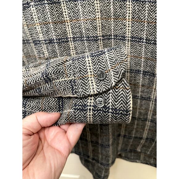 Men's THUNDER Plain Flannel Shirt Long Sleeve Gray Size 2XL Button Up NEW - Picture 4 of 4